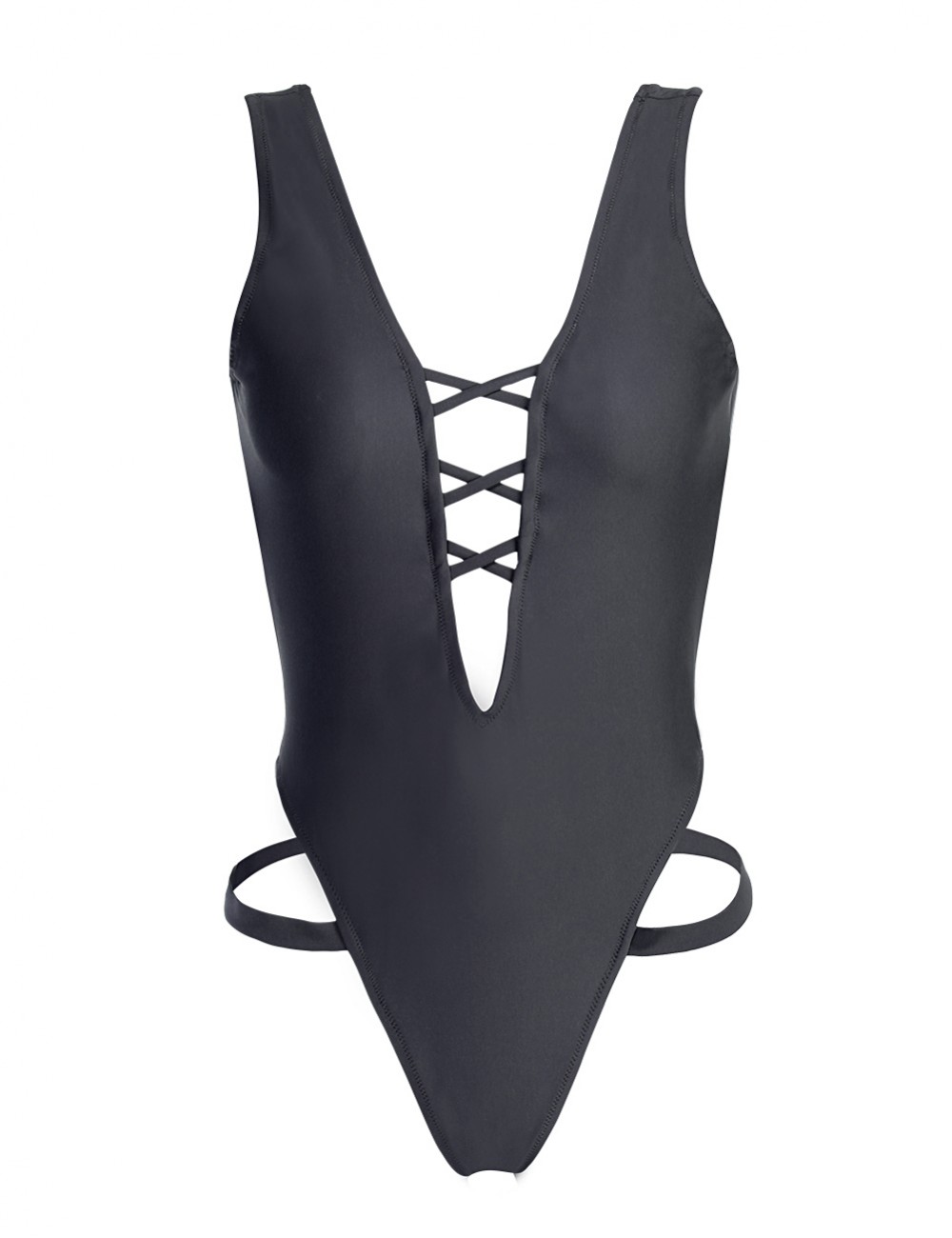 Black Wide Straps One Piece Swimsuit Front Cross Fashion Sale