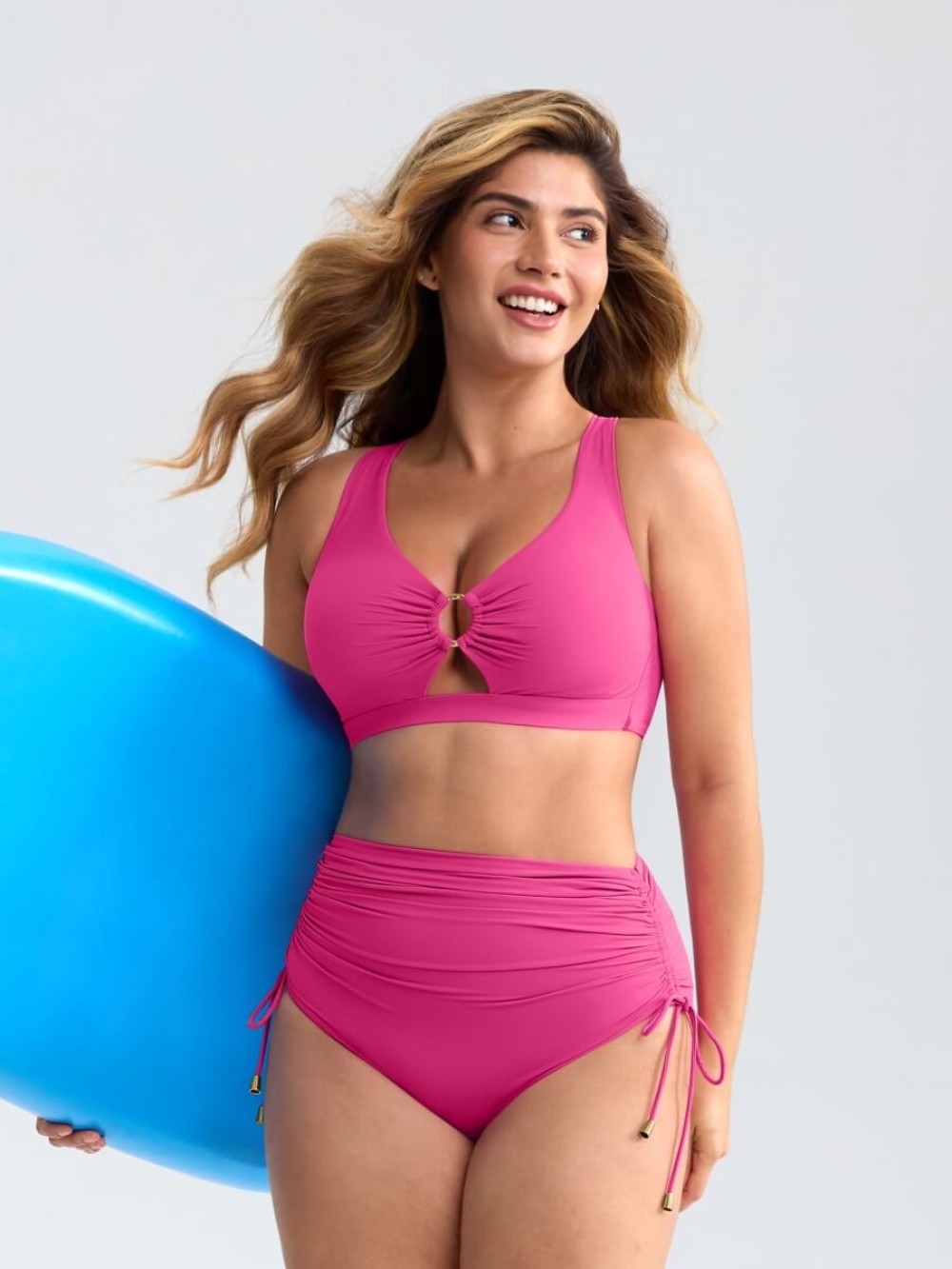 Tummy Control Mesh Lining Swimsuit Set Removable Pads Adjustable Back Straps