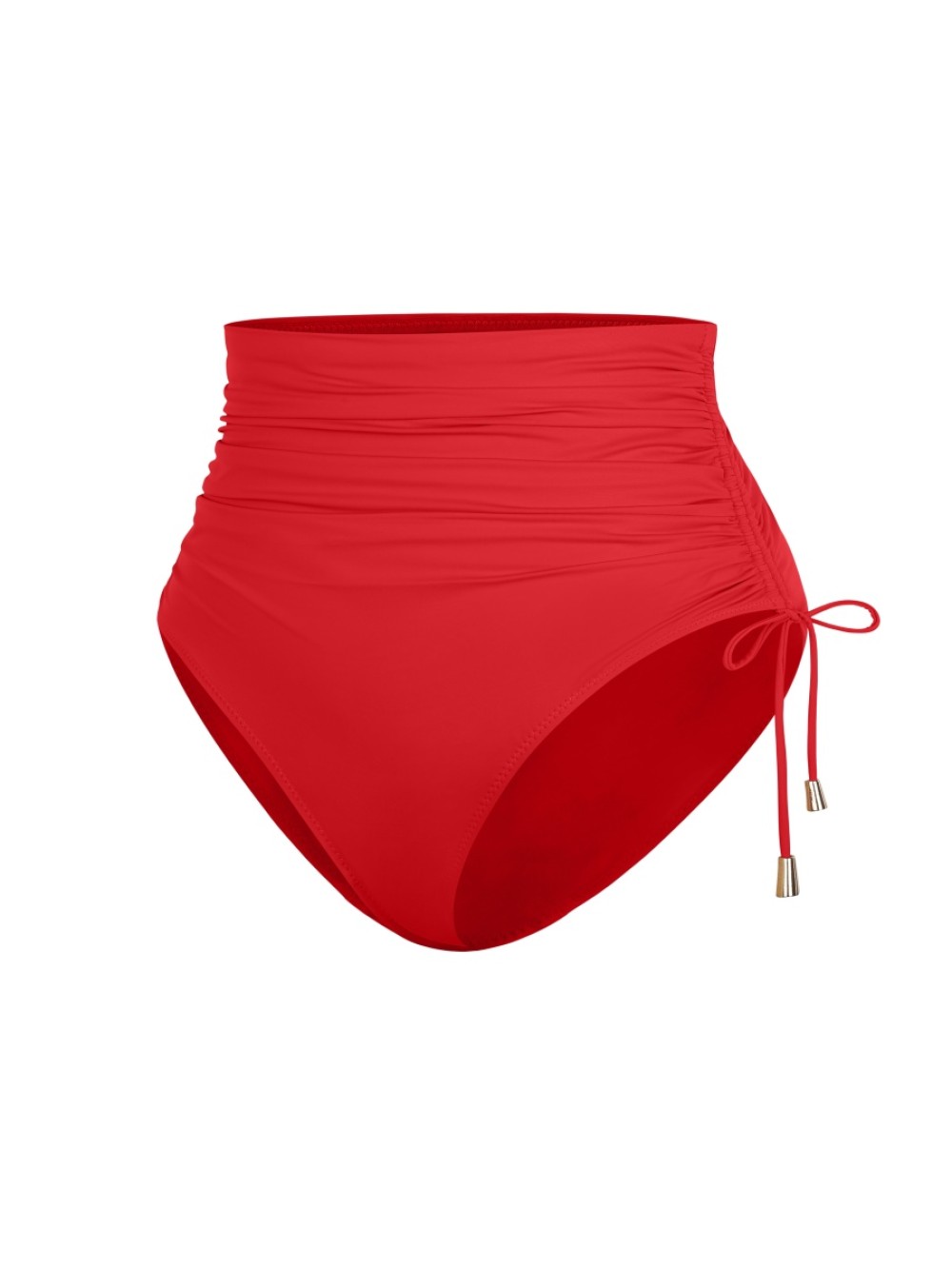 Wide Strap Deep V Metal Ring Swimsuit Built-in Bust Support Side Drawstring Bottoms