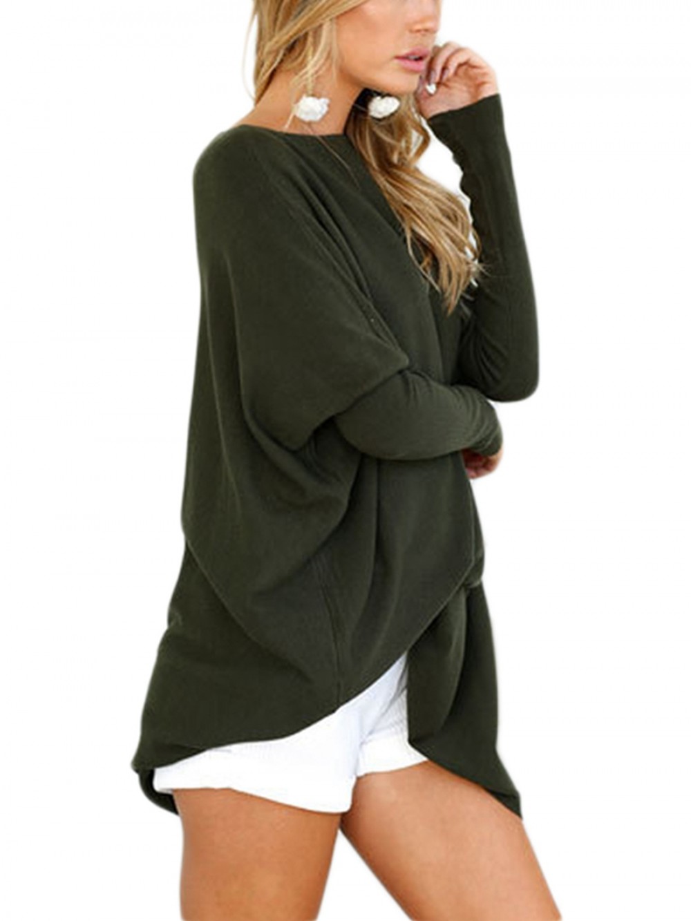 Comfortable Autumn Plus Size Green Sweaters Long Sleeves