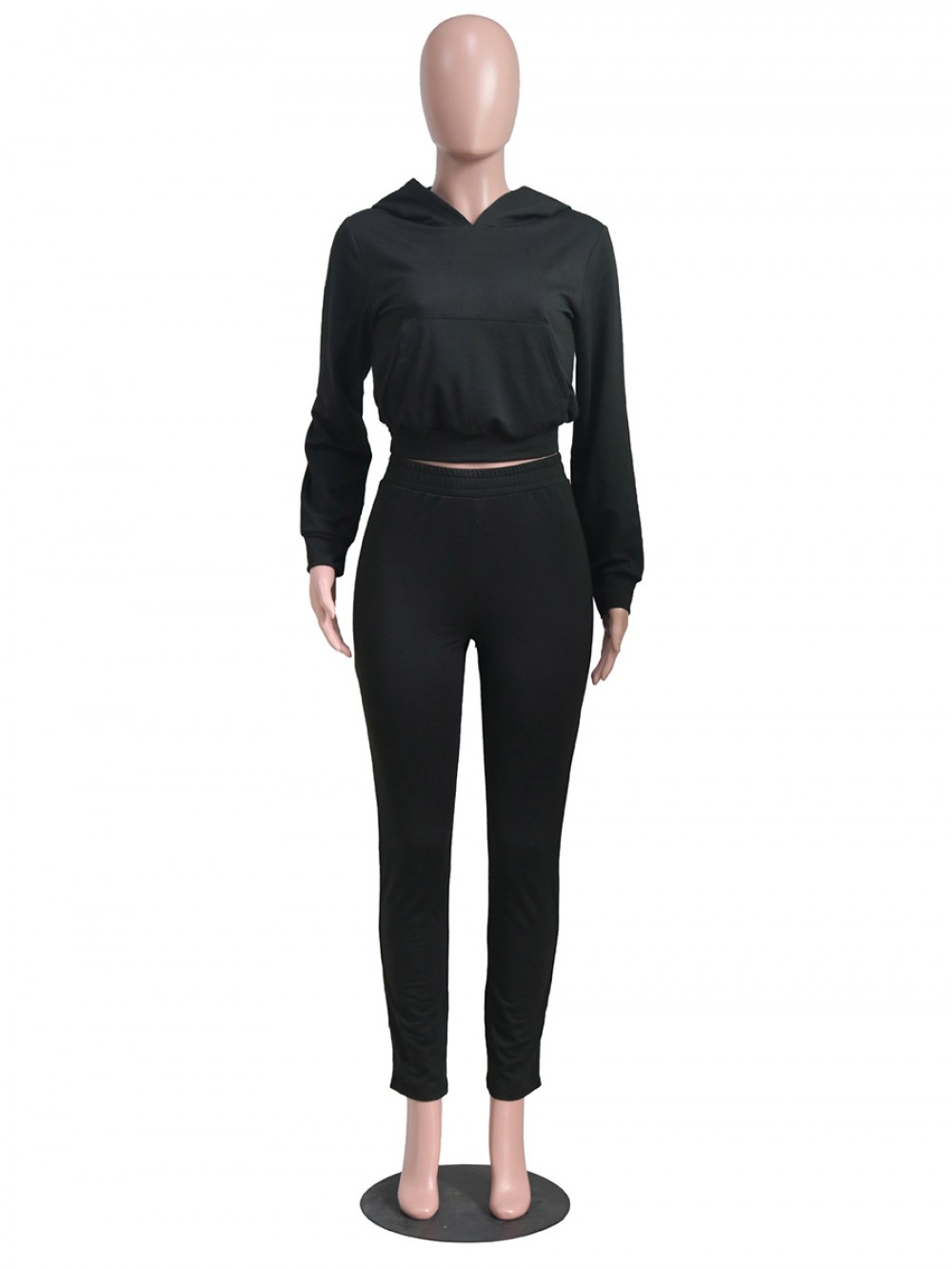 Black Hooded Collar Long Sleeve Women Suit New Fashion