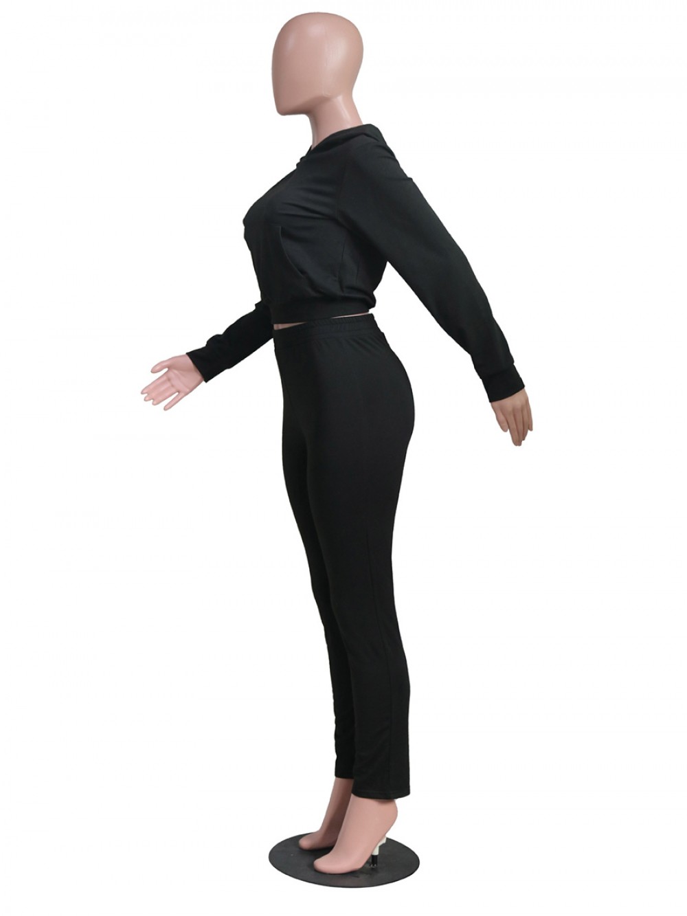 Black Hooded Collar Long Sleeve Women Suit New Fashion