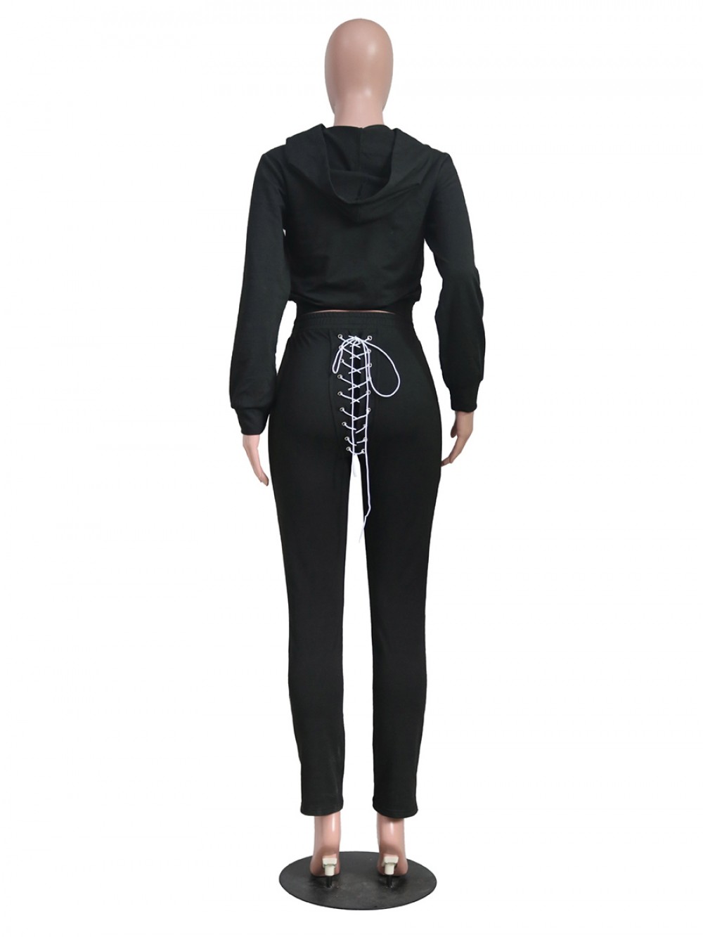 Black Hooded Collar Long Sleeve Women Suit New Fashion