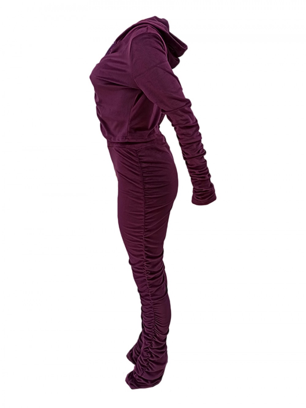Purple Long Sleeve 2 Piece Outfits Golden Velvet All-Match Style