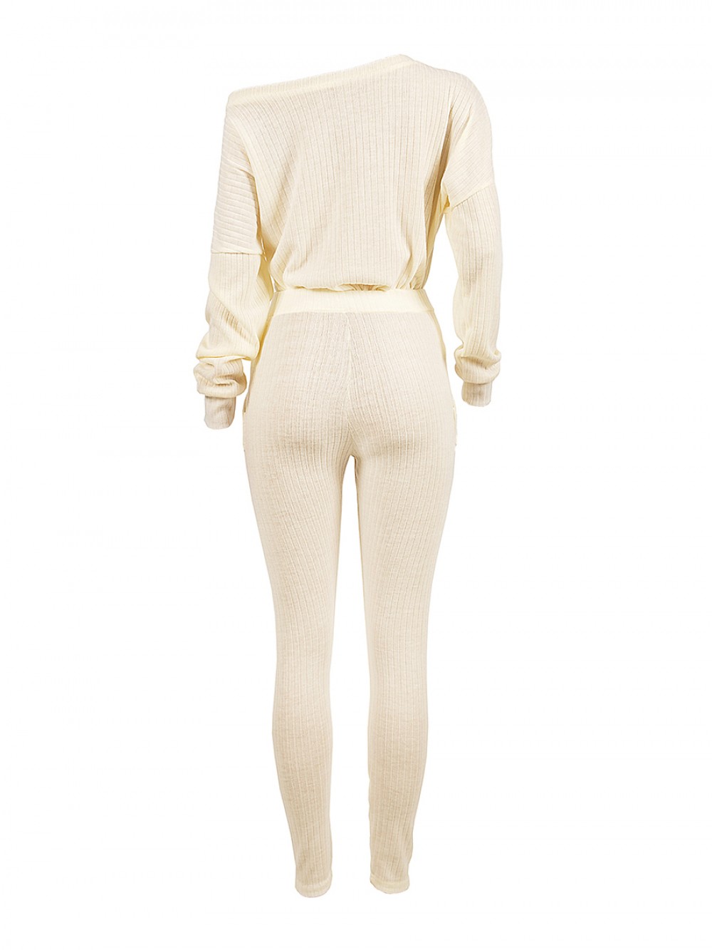 Cheeky Creamy-White High Rise Two-Piece Oblique Shoulder