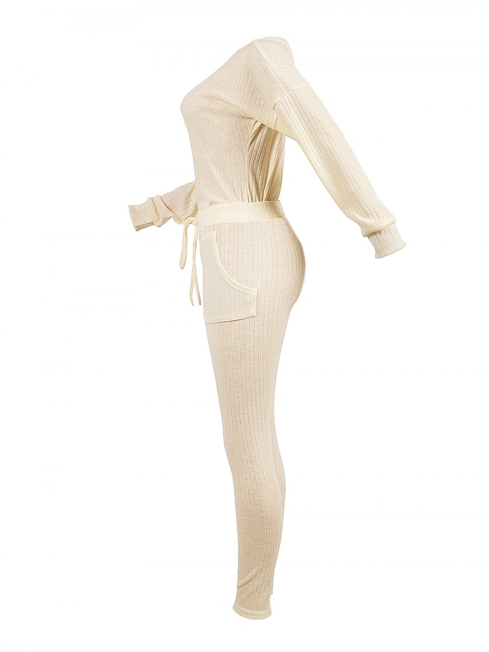 Cheeky Creamy-White High Rise Two-Piece Oblique Shoulder