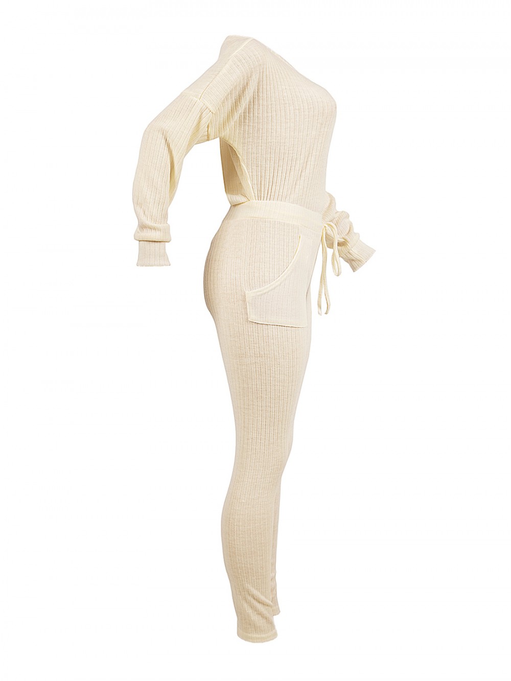 Cheeky Creamy-White High Rise Two-Piece Oblique Shoulder