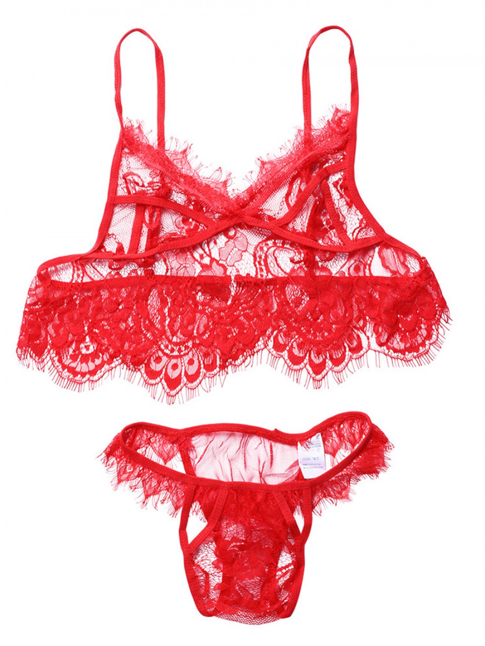 Wireless Transparent Lace-Up Lingerie Bralette Set