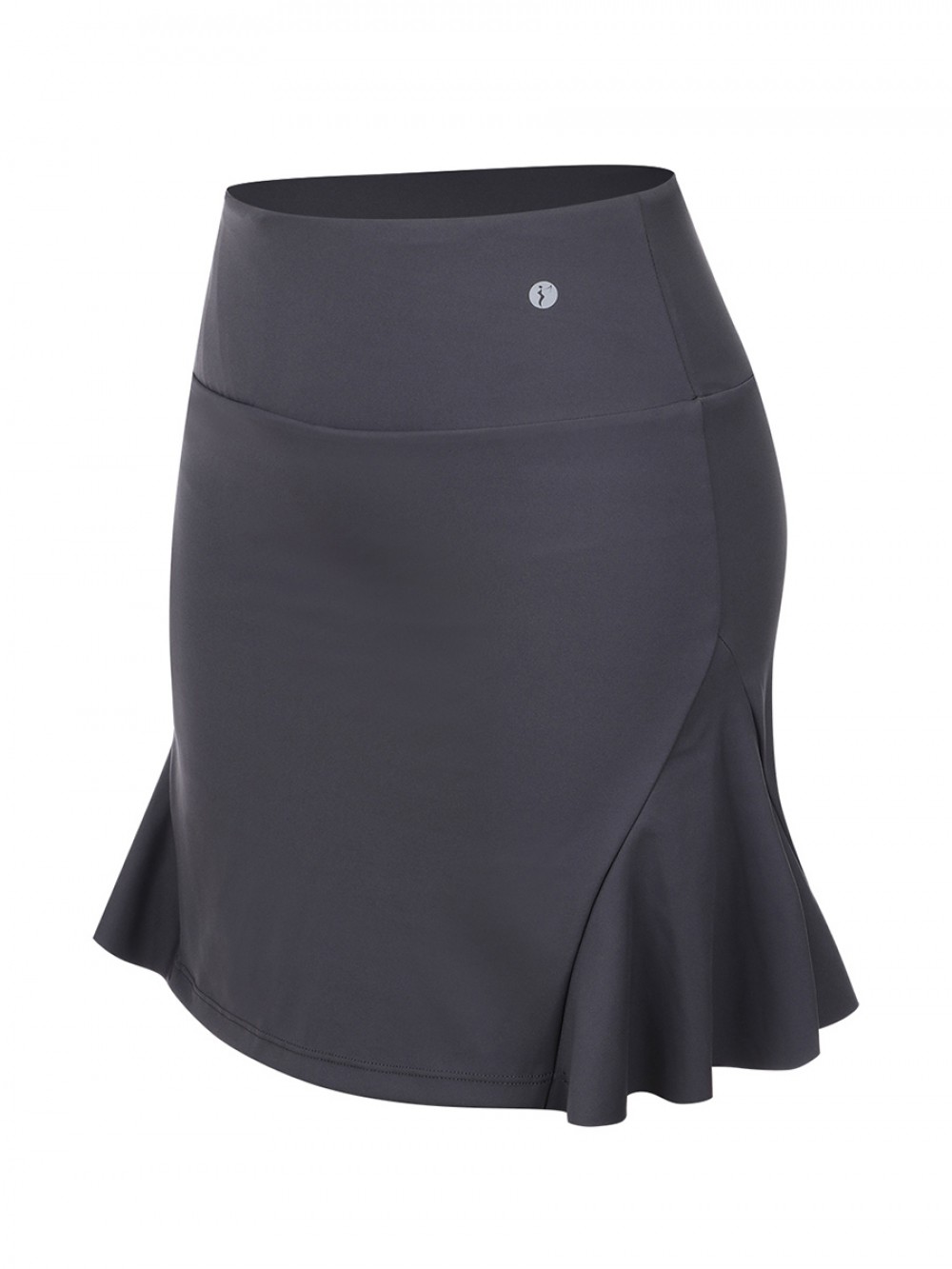 Dark Gray Tennis Skirt Solid Color High Waist For Exercising