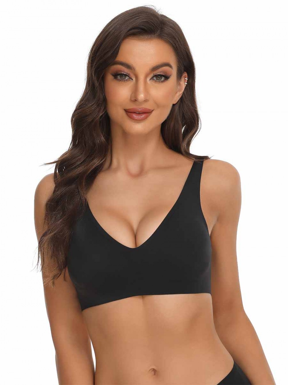 Black Fantastic Slimming Style Seamless Bra Smoothing Classic Fit For Gym