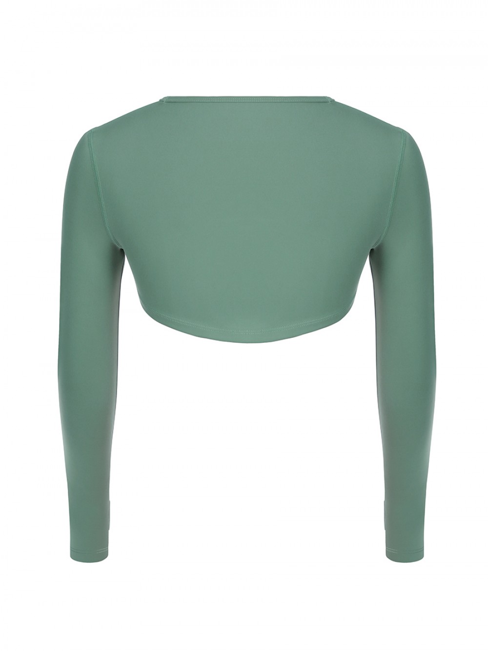 Green High-Low Hem Top Thumbhole Full Sleeve Young Style