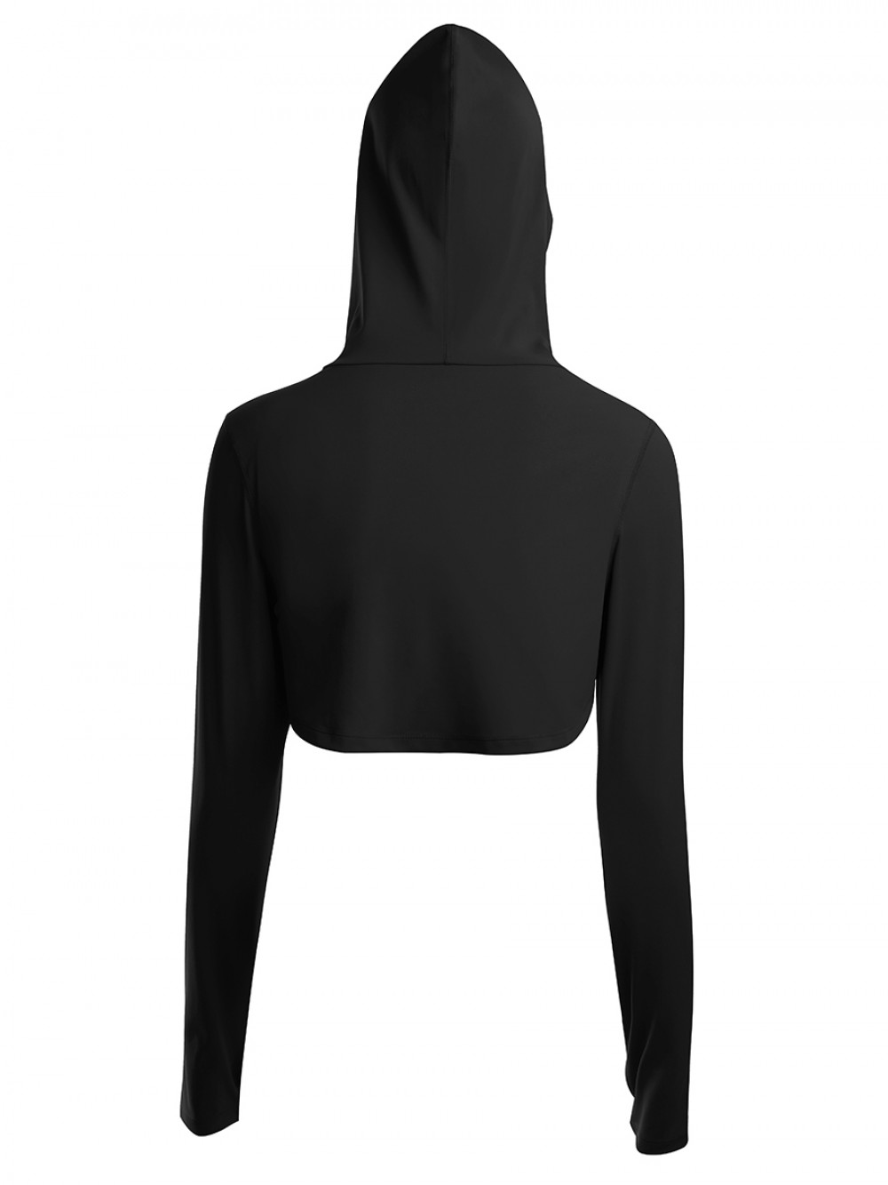Black Hooded Neck Detachable Cups Crop Top For Exercising