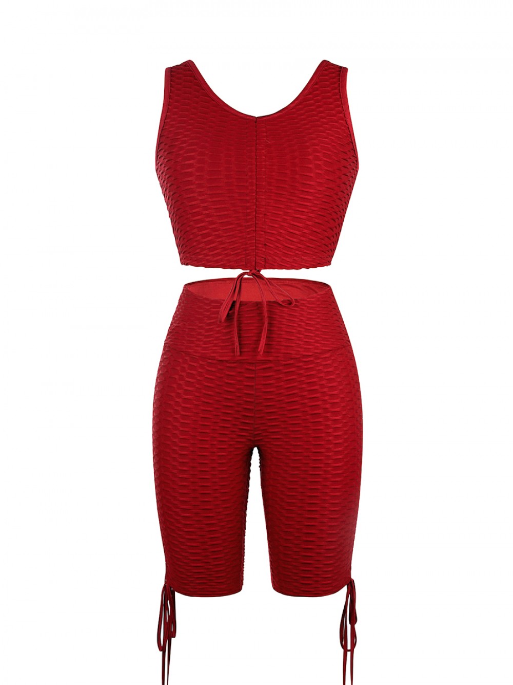 Wine Red Wide Strap Thigh Length Sweat Suit For Women Runner