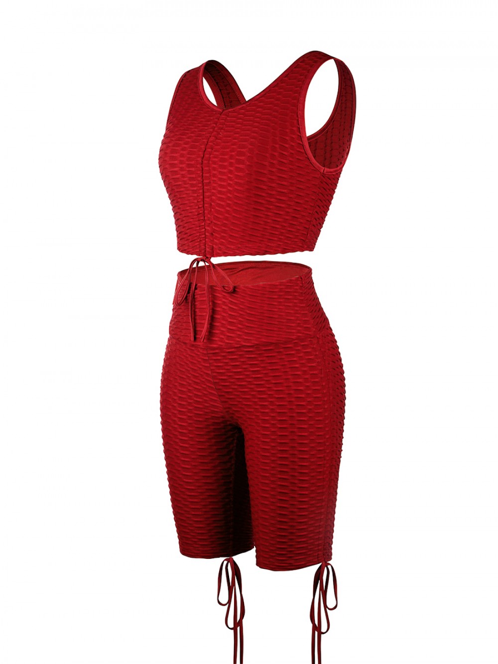 Wine Red Wide Strap Thigh Length Sweat Suit For Women Runner