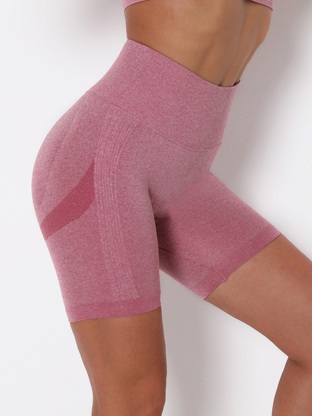 Wine Red Seamless Solid Color Sports Shorts Form Fitting