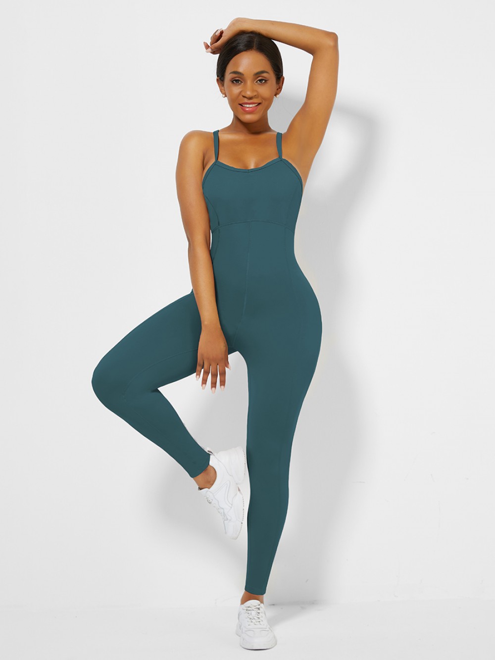 Blue Cross Back Pleated Sling Athletic Jumpsuit Best Materials