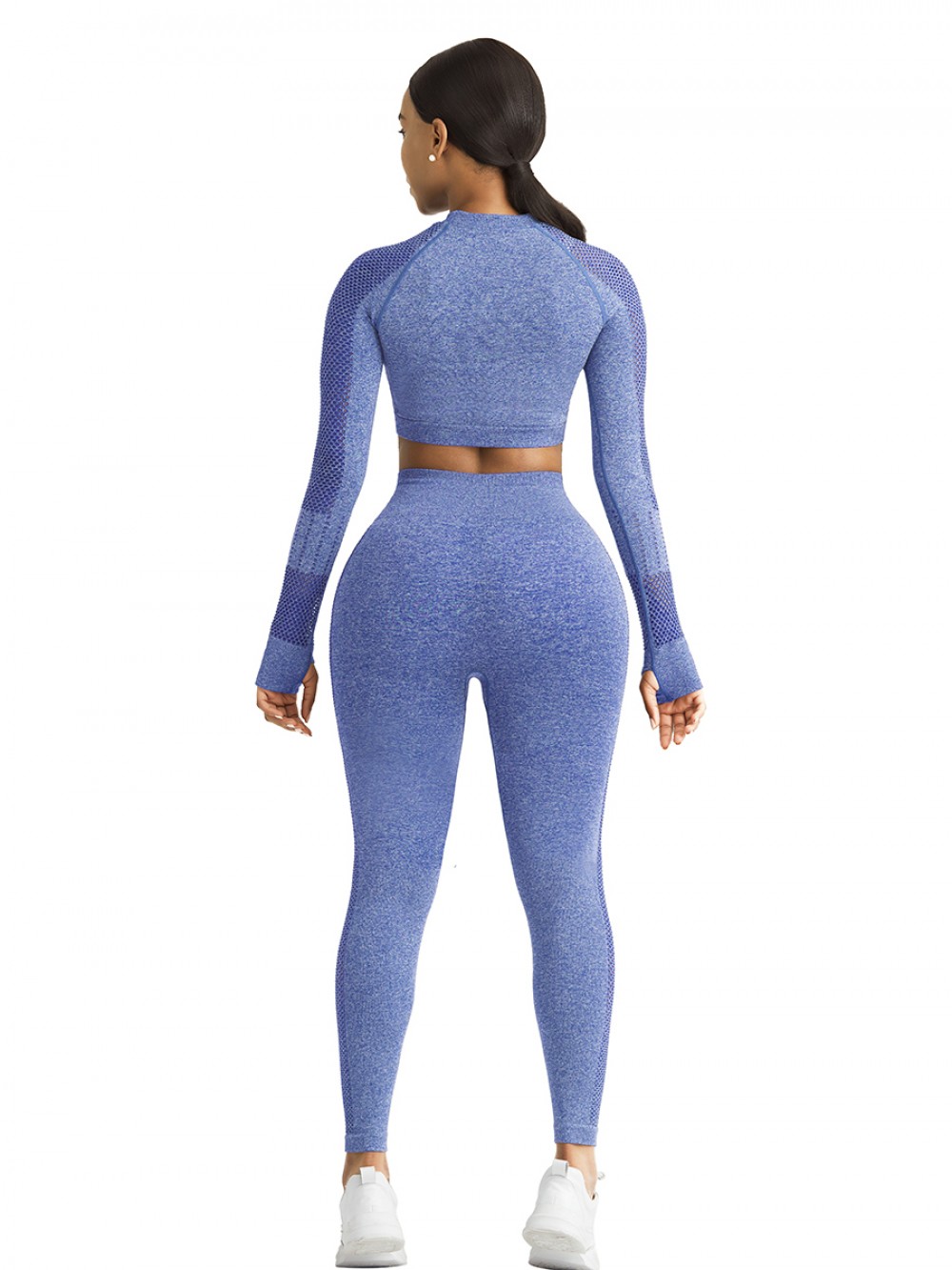 Ingenious Royal Blue Ankle Length Yoga Leggings Stripe Mesh Feminine Elegance
