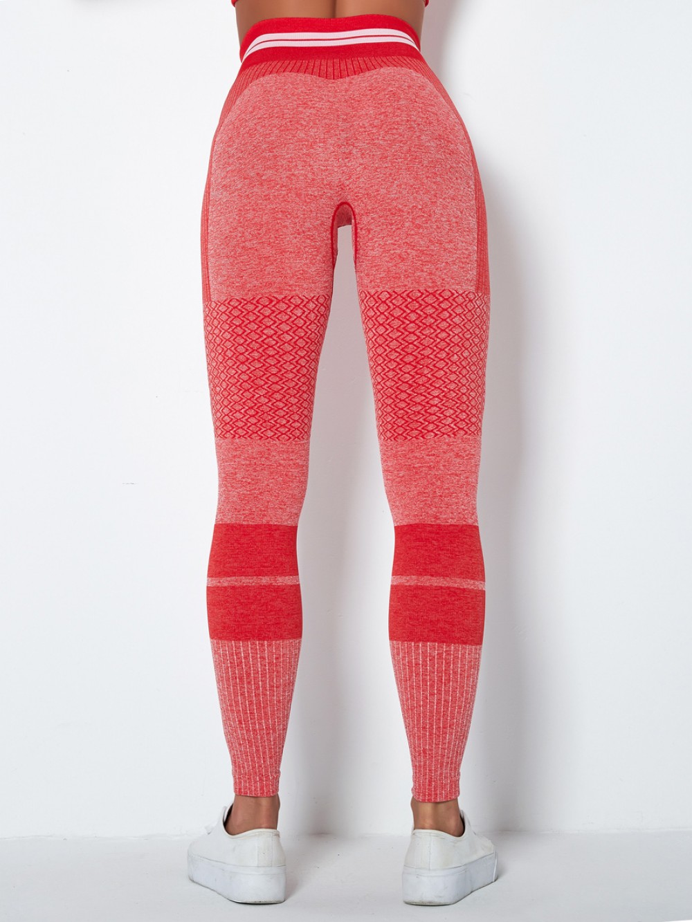 Premium Quality Red Ankle Length Knit Running Leggings Ladies Sportswear