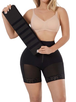Wholesale Black Tummy And Thigh Shaper Neoprene 3 Belts Abdominal Cont
