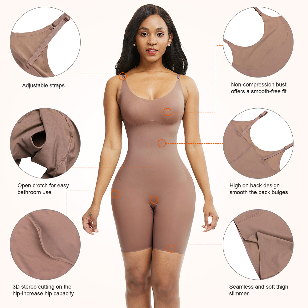 Nude Open Crotch Body Shaper Adjustable Straps Smooth Abdomen