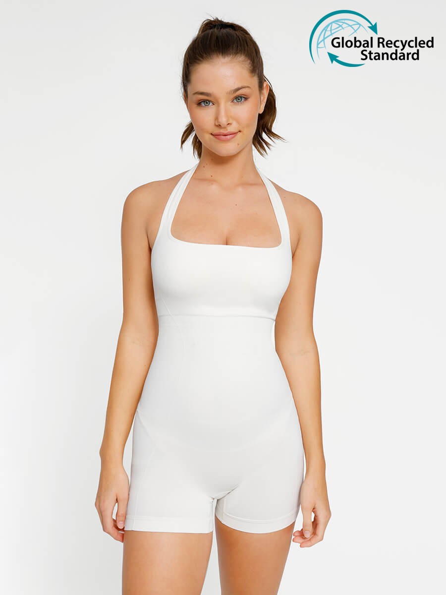 Eco-friendly Seamless Halter Neck Waist Shaping Jumpsuit