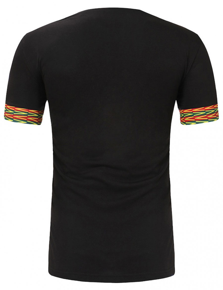 Cozy Black V Collar African Male T-Shirt Short Sleeve Women Outfits