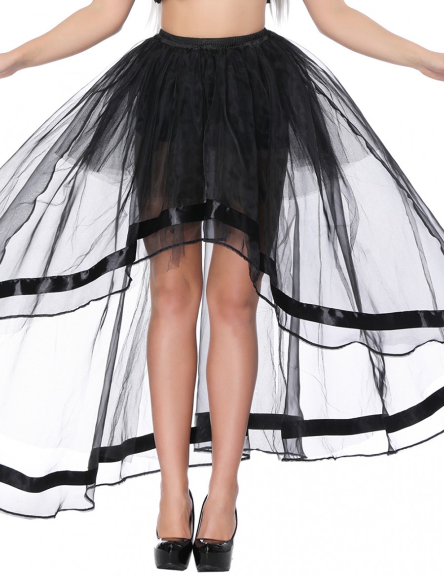 Incredible Black High-Low Irregular Tutu Skirt Multi-Layer Breath