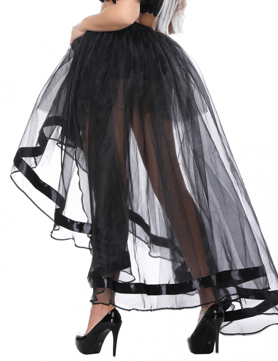 Incredible Black High-Low Irregular Tutu Skirt Multi-Layer Breath