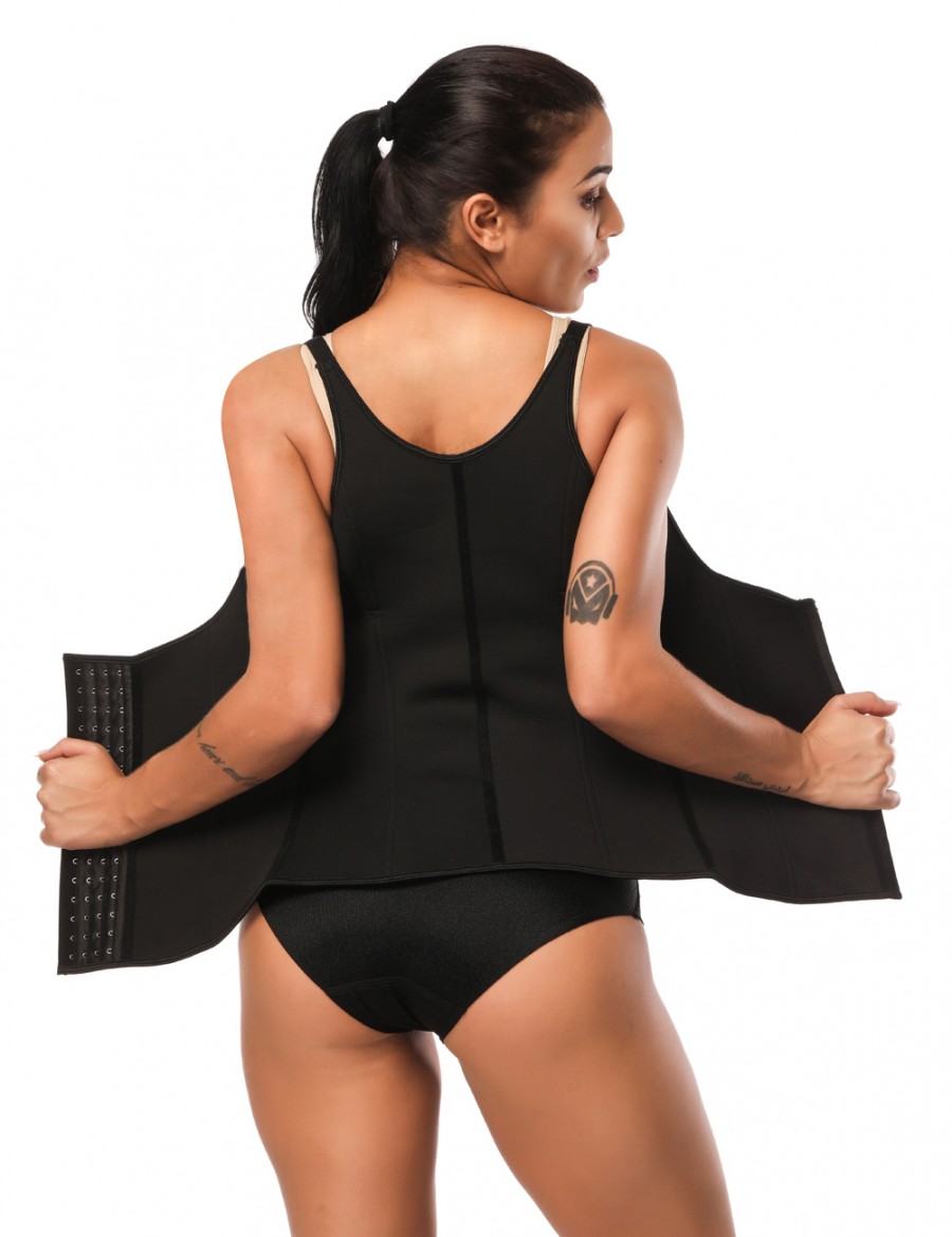 Slimmer Black Neoprene 4 Steel Bones Vest Shaper With Hooks Extra Sexy