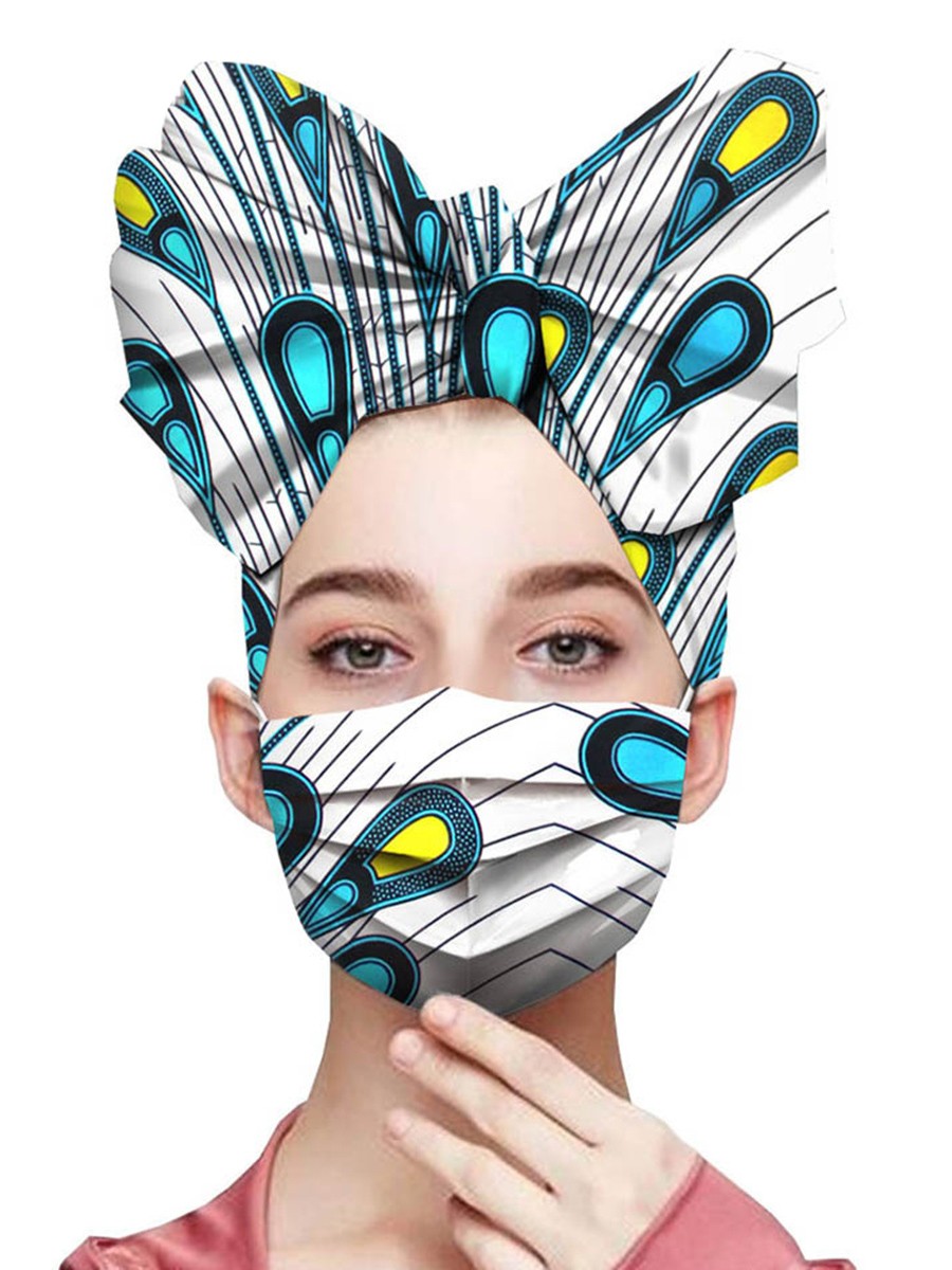 Comfy African Style Mask Pleated Trim Headscarf Fashion Design