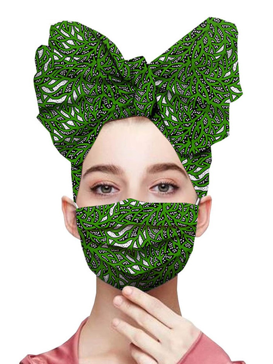Colorful Exotic Print Headscarf Anti-Dust Mask Feminine Elegance