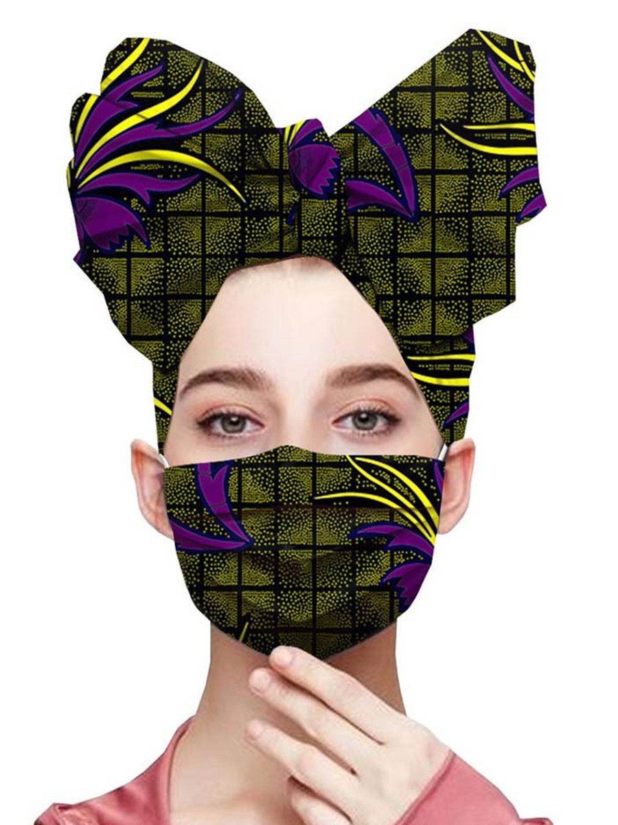 Entrancing Cotton Plaid Paint Headscarf Slender Loop Mask Casual Fashion