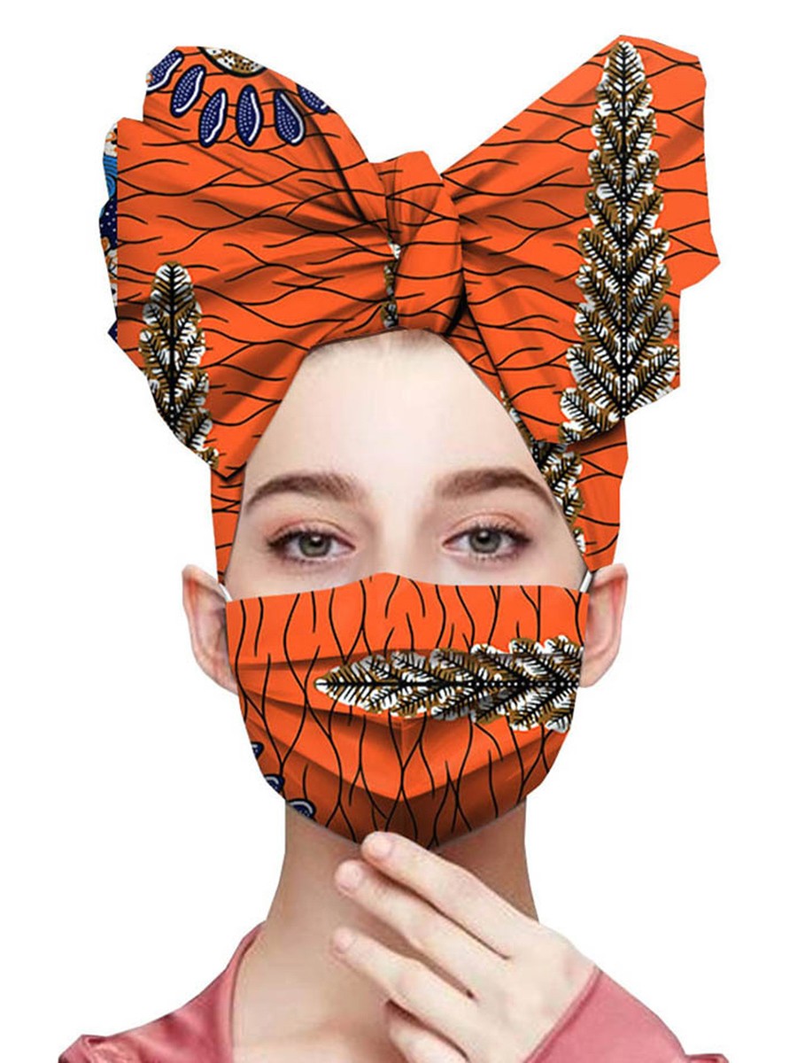 Seaside Orange Exotic Paint Pleated Headscarf Dustproof Mask Fashion