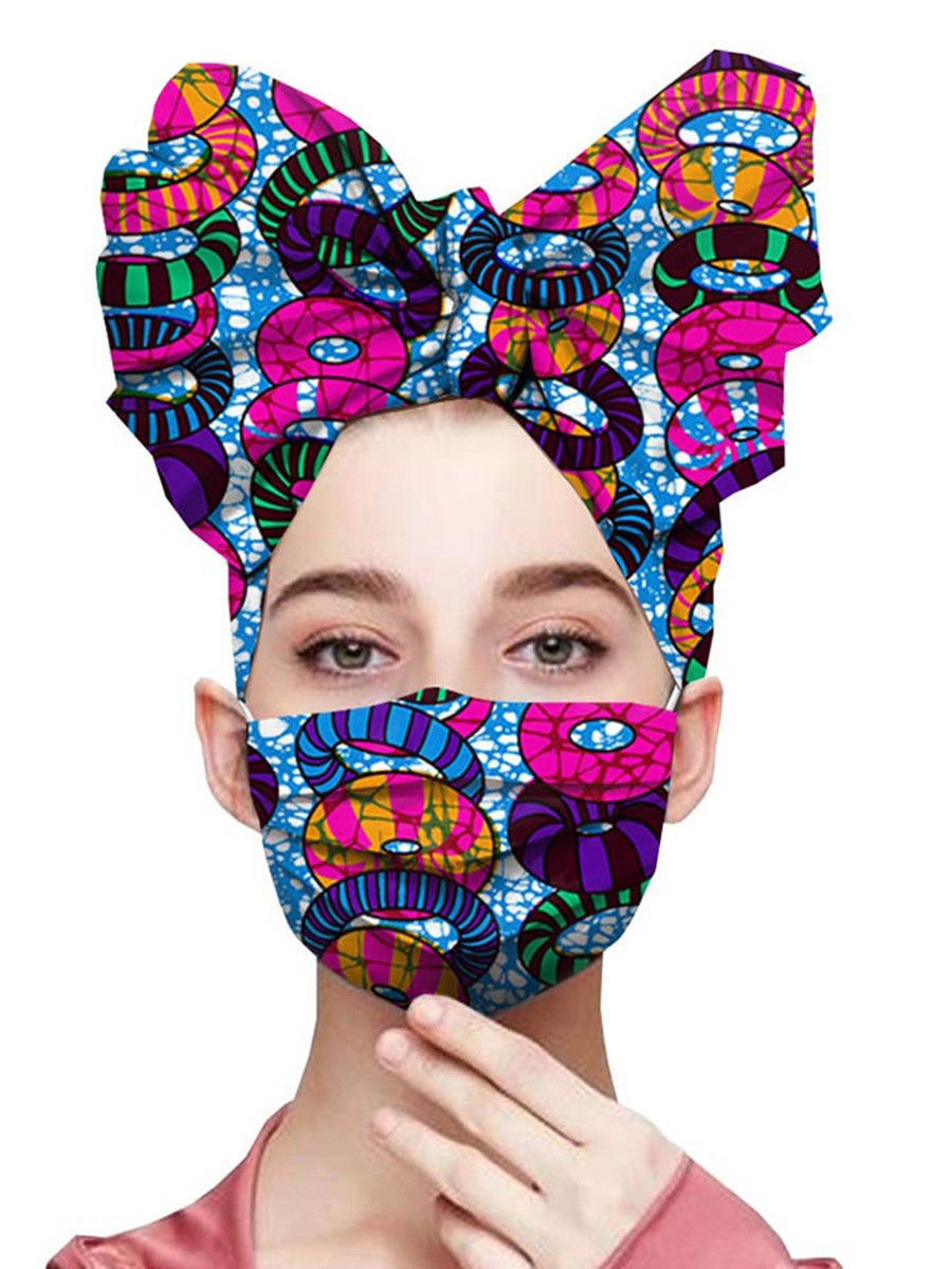 Lovable Purple Batik Dyeing Bowknot Headscarf Dust-Free Mask Charming Fashion