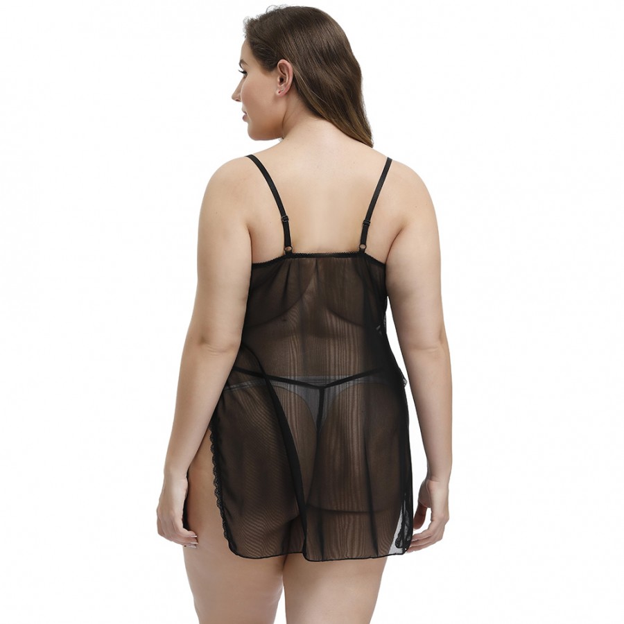 Women Black Queen Size Strap Lace Prospective Babydolls High Grade Girls