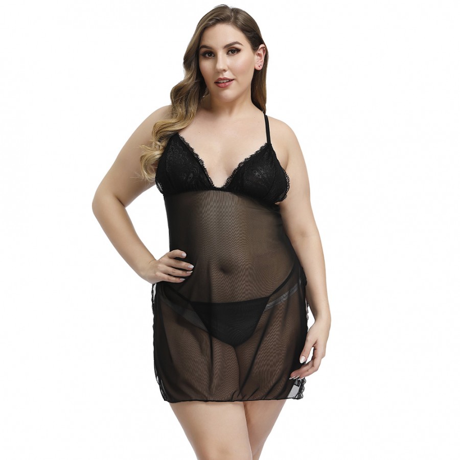 Women Black Queen Size Strap Lace Prospective Babydolls High Grade Girls