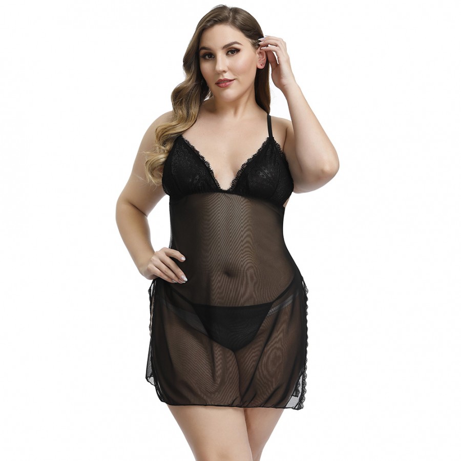 Women Black Queen Size Strap Lace Prospective Babydolls High Grade Girls