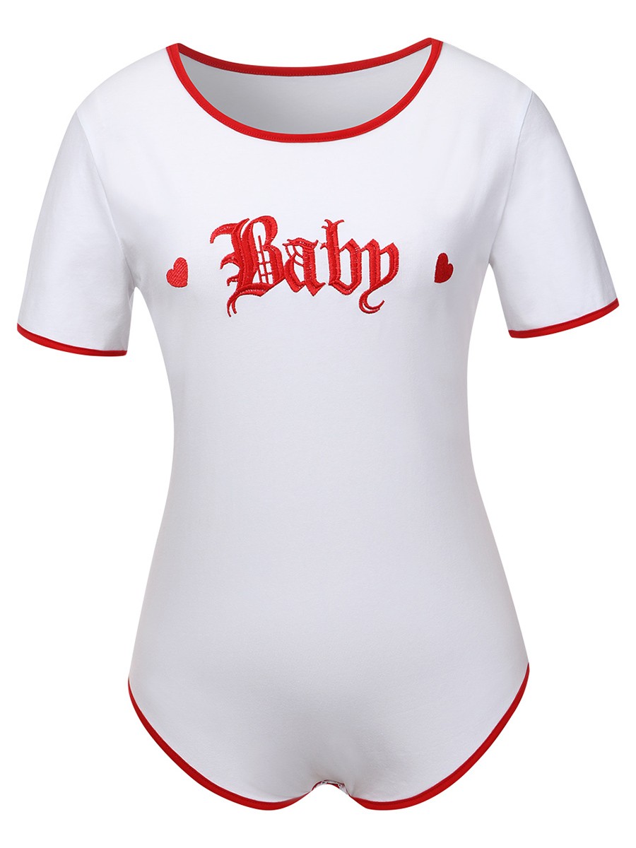 Cheap White Letter Paint Round Collar Teddy Fashion Online Mature Female