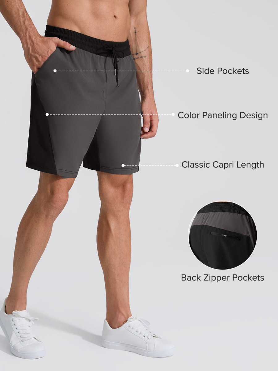 VractiveWholesale Men’s Training Shorts Quick Dry Color Block Running Gym Shorts