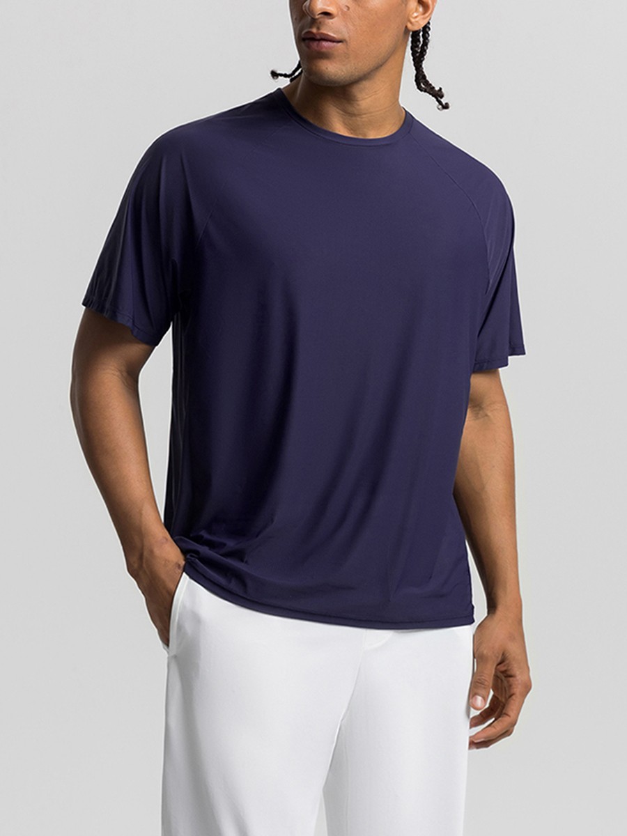 Men's Solid-Color Athletic T-Shirt — Quick-Drying Top for Fitness and Running