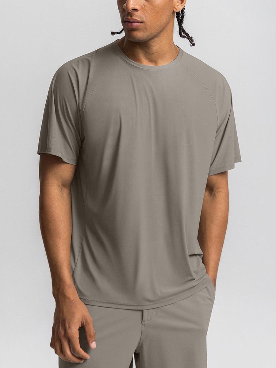 Vractive Men's Solid Color Athletic T-Shirt — Quick-Drying Top for Fitness and Running