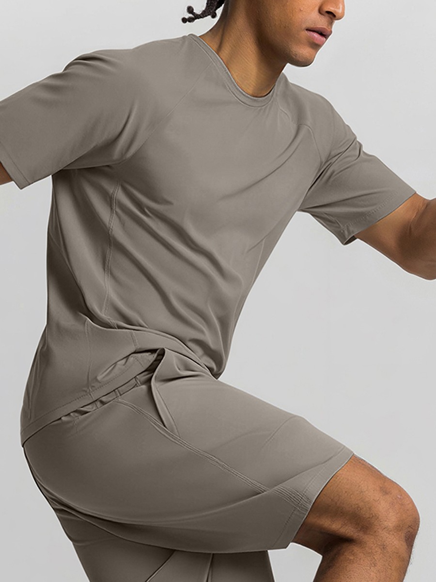Vractive Men's Solid Color Athletic T-Shirt — Quick-Drying Top for Fitness and Running