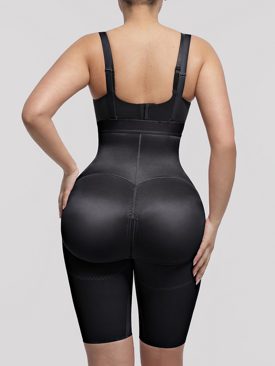 Body Shaper with Inner Clips for Post-Surgery Support and Removable Straps