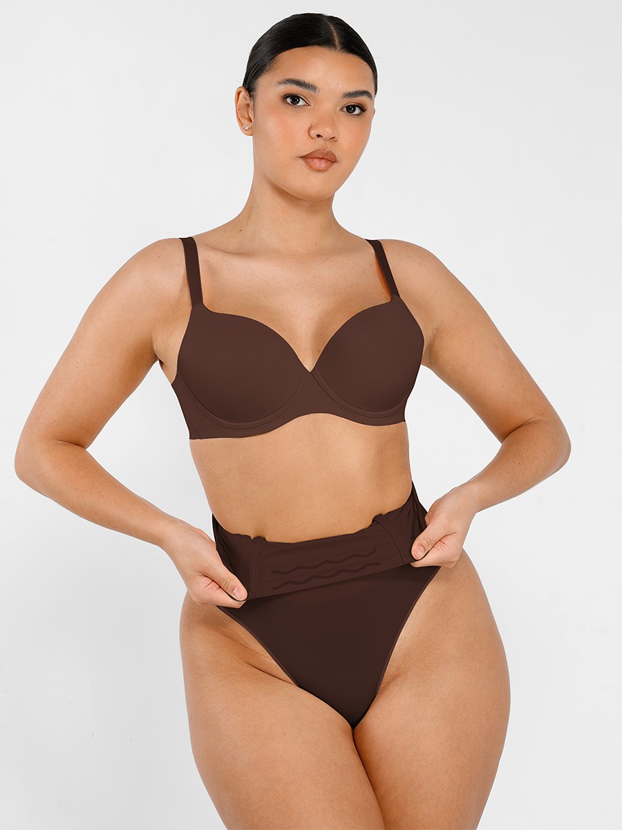 Brown Abdominal Compression Seamless Butt Lifter Shaper
