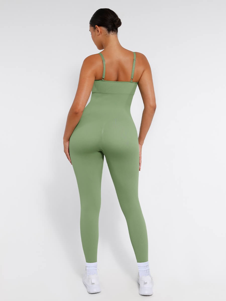 High Stretch Seamless Tummy Control Jumpsuit with Adjustable Cup Pads