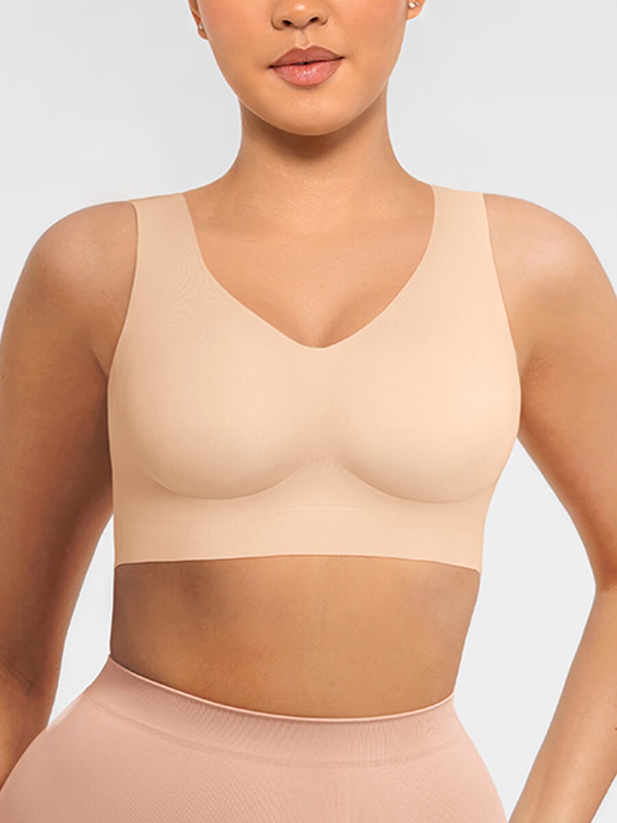 Fitted V-Neck Skin Seamless Bra Tank Top