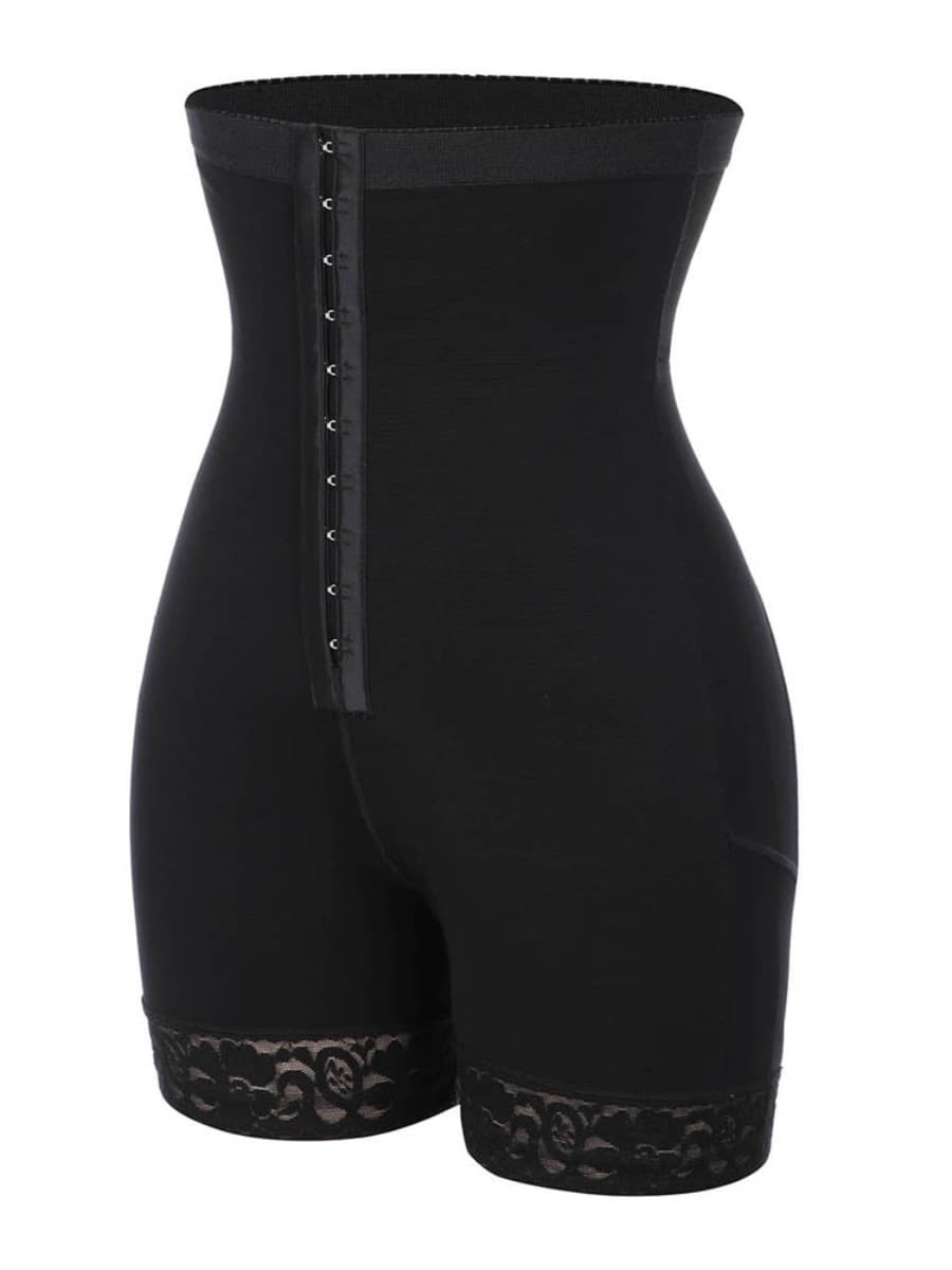 Black Color Hemline Queen Size Butt Lifter Hooks Flatten Tummy