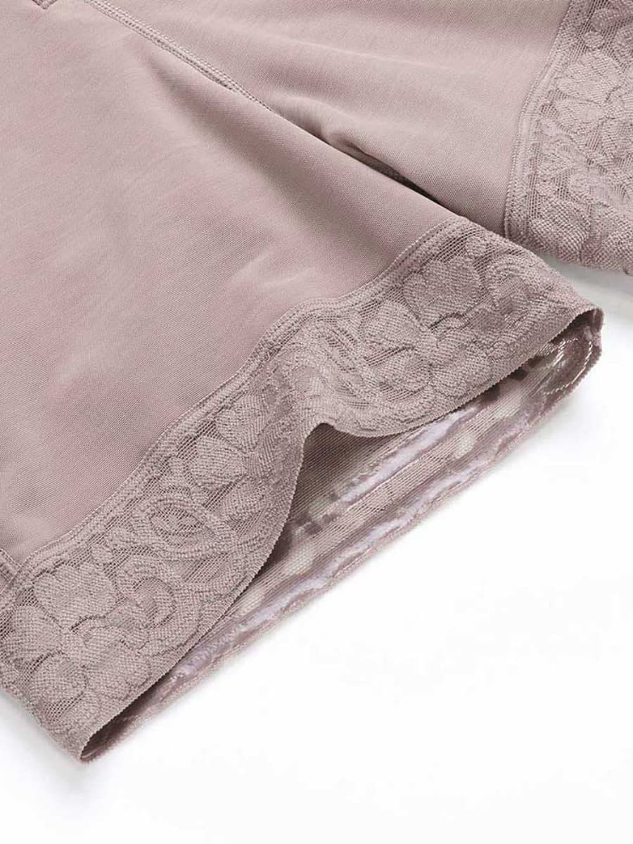Brown Plus Size High Waist Butt Lifter Hooks Slimming Tummy