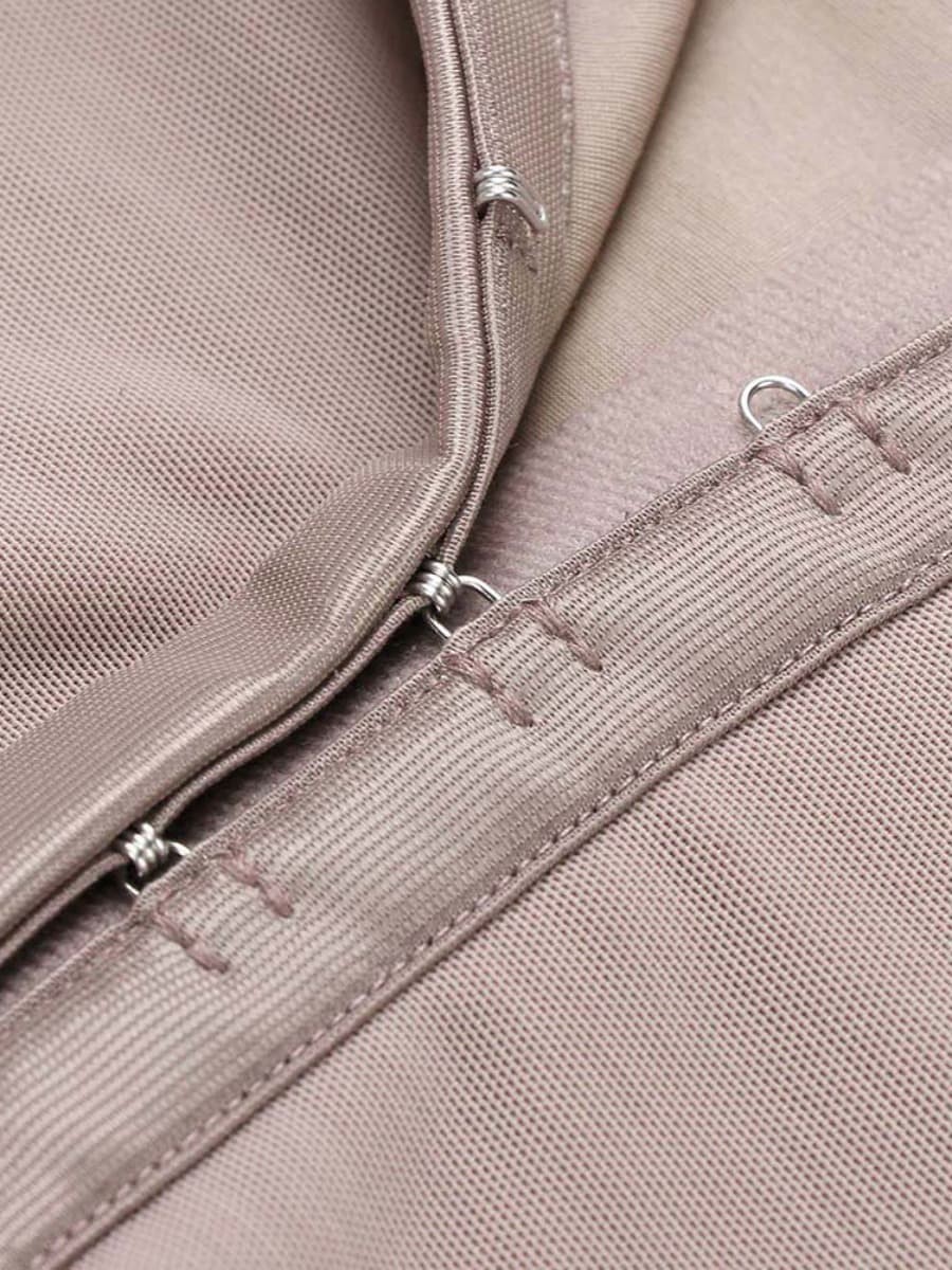 Brown Plus Size High Waist Butt Lifter Hooks Slimming Tummy