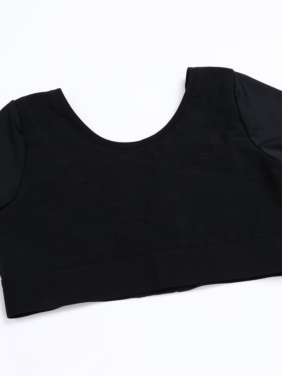 Contour Sensation Black Crop Shapewear 3-Row Hooks Plus Size Tight Fitting